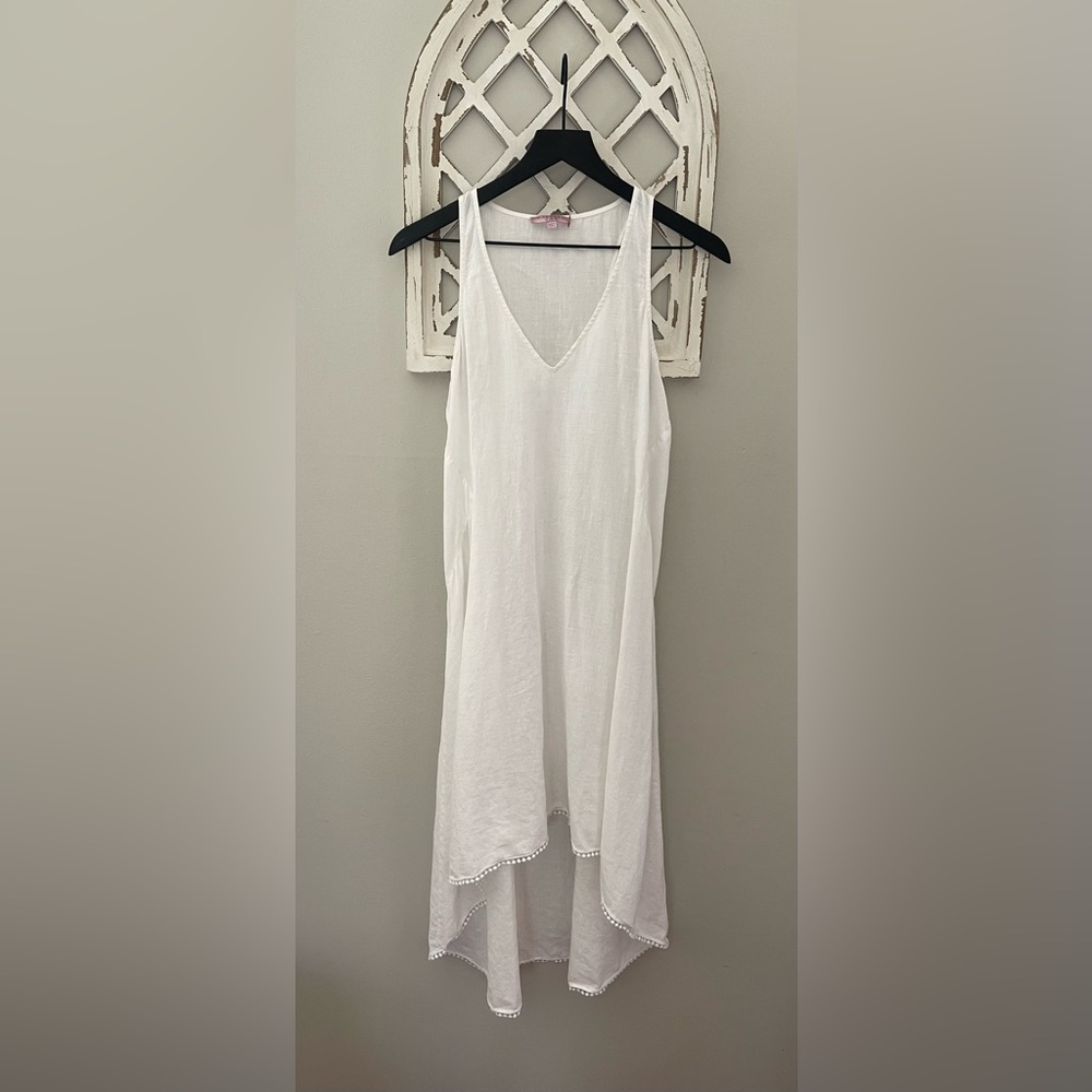 Calypso St.Barth 100% Linen Beach Dress / Swim Cover In White Size S